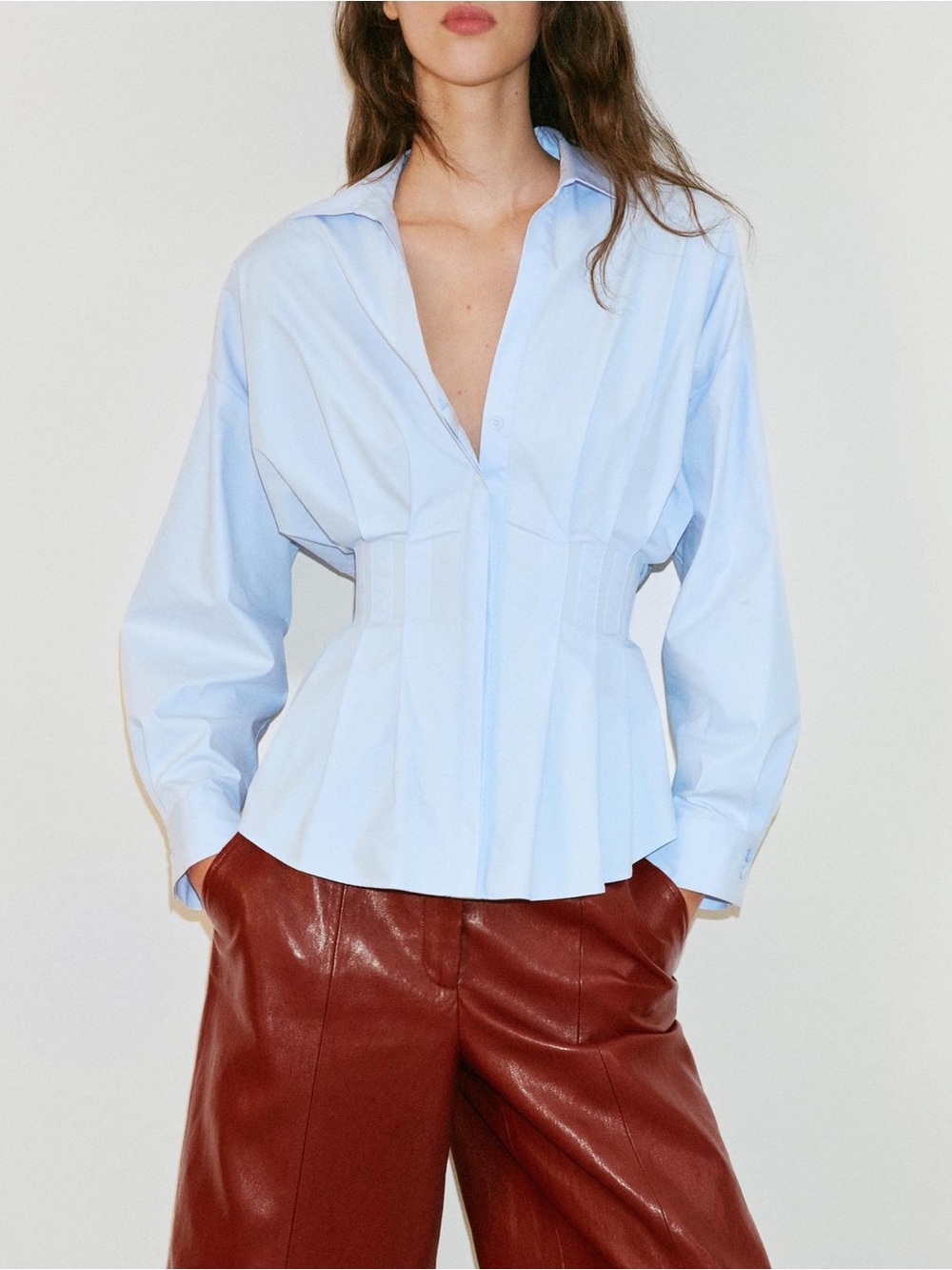Zara Pleated Poplin Shirt